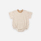 RELAXED BUBBLE ROMPER FAWN STRIPE