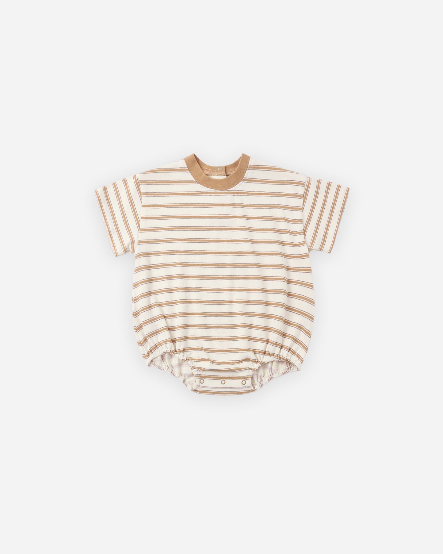 RELAXED BUBBLE ROMPER FAWN STRIPE