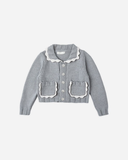Collared Cardigan || Dusty Blue
