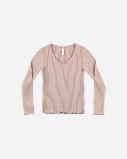 RIBBED LONG SLEEVE ROSEWOOD