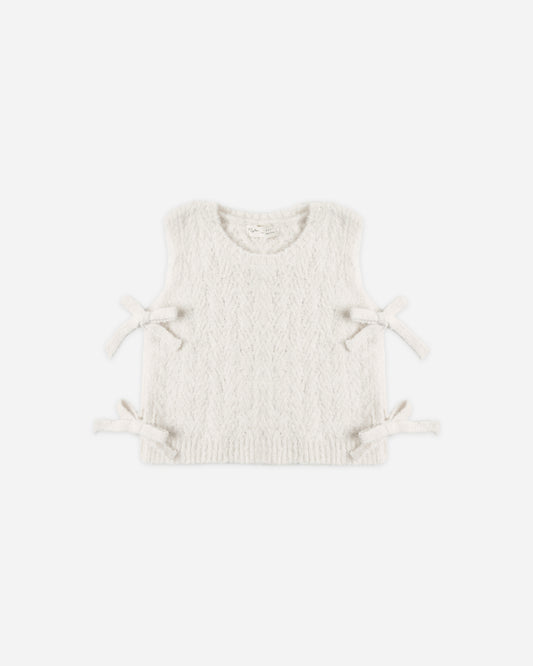 BOW SWEATER VEST IVORY