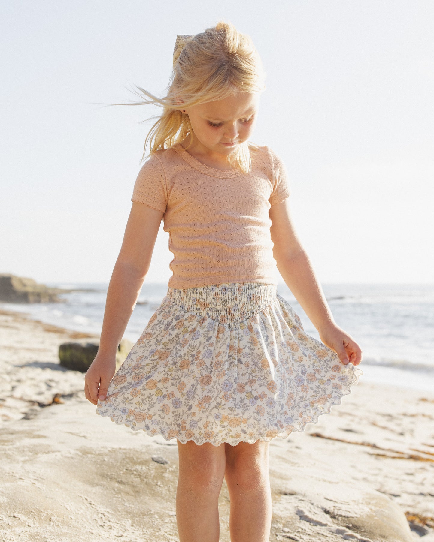 Smocked V Mini Skirt || Bloom