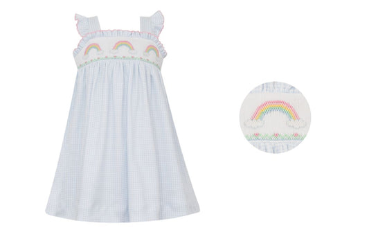 Rainbow | Light Blue Gingham Knit Sundress