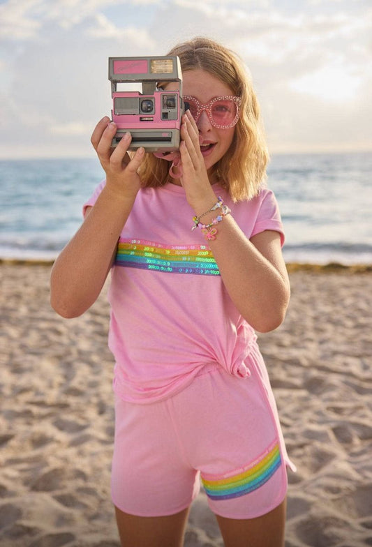 Rainbow Sequin Short Set