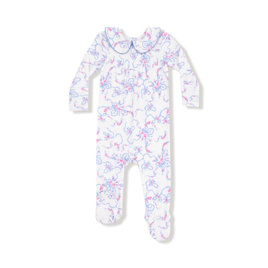 Ribbon Floral Fling - Smocked Peter Pan  Snap Footie
