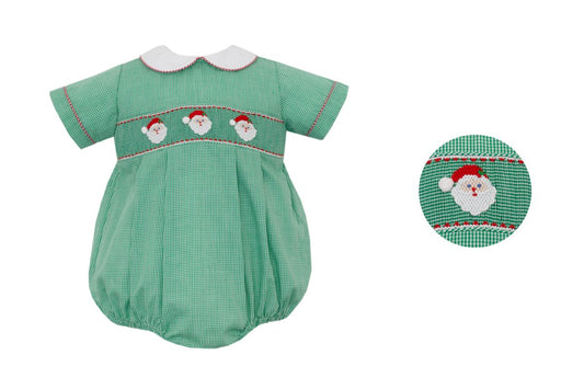 SANTA FACE BOY´S - Green gingham boy´s bubble