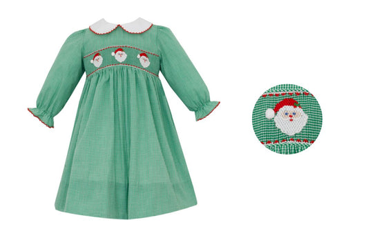 SANTA FACE GIRL´S - Green gingham dress