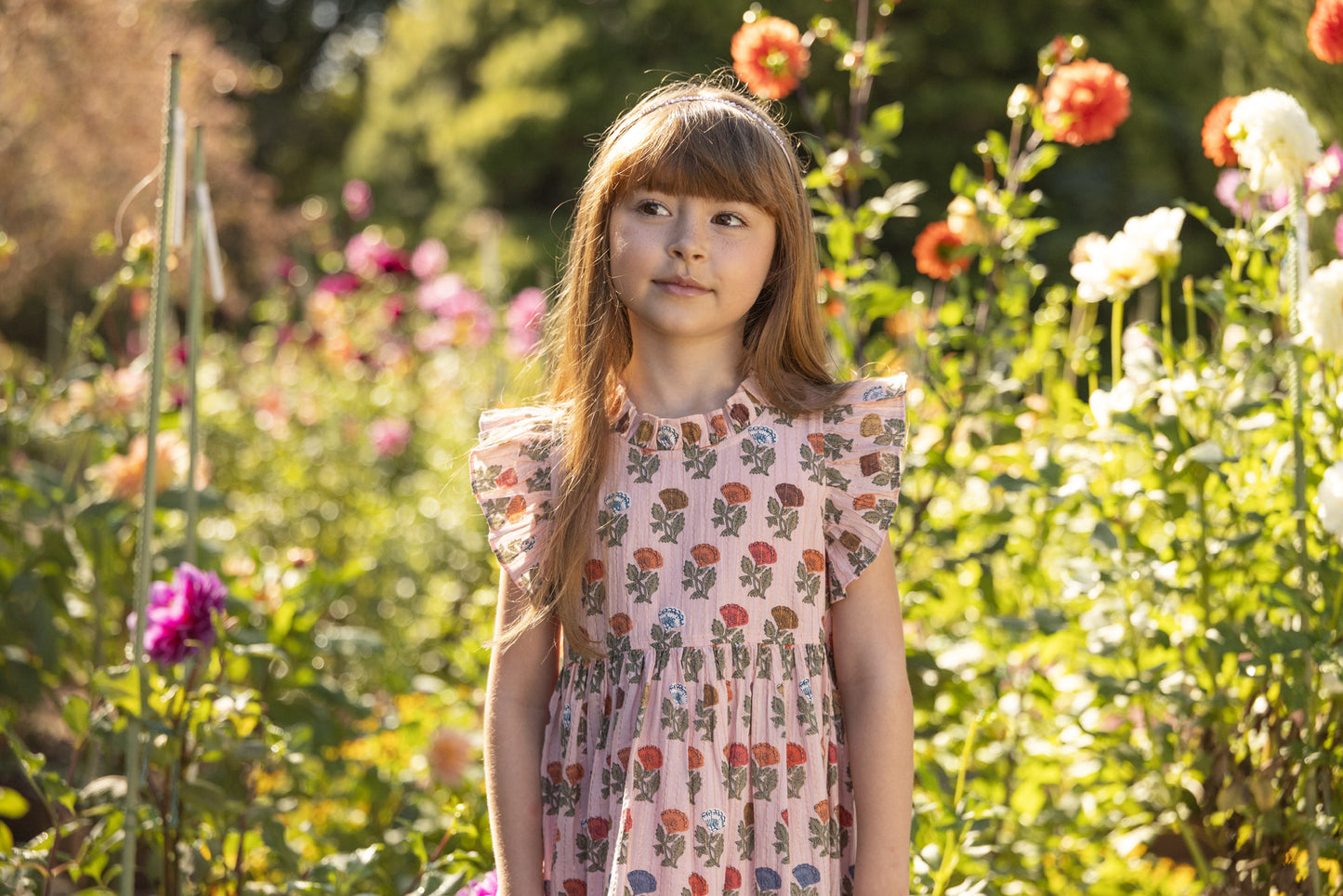 Girls Jennifer Dress - Multi Flower Drop