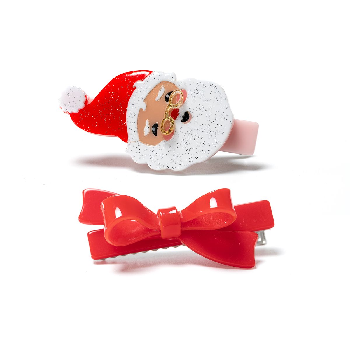 Santa Claus Red Bow Hair Clips Set