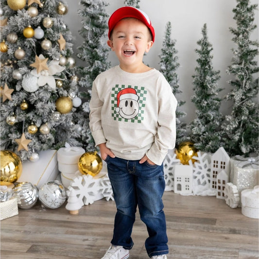 Santa Smiley Christmas Long Sleeve Shirt