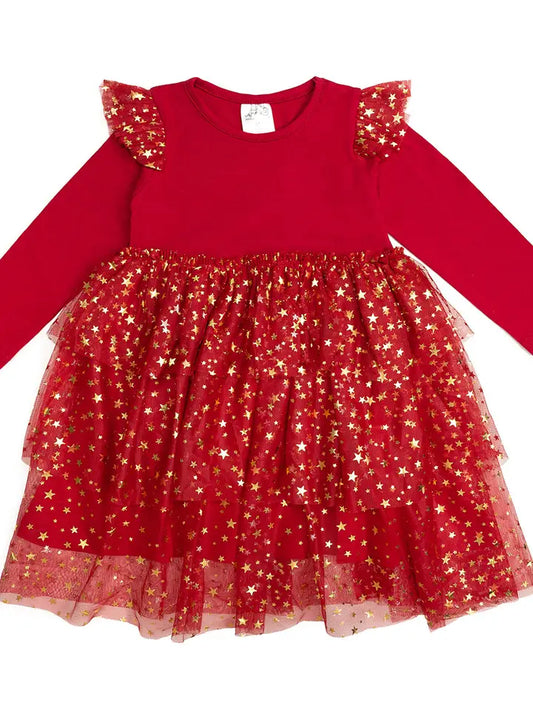 Scarlett Shimmer Christmas Long Sleeve Tutu Dress