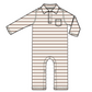 Ribbed Brown Stripe - Polo Romper