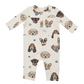 French Terry Vintage Puppy Faces - Uni Romper