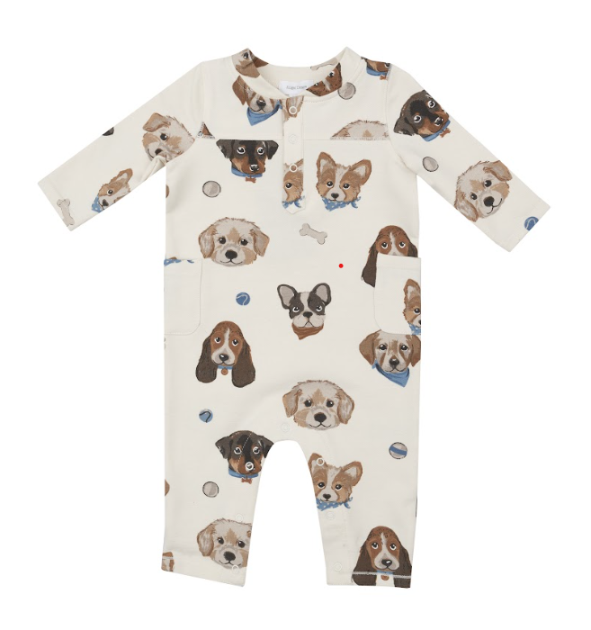 French Terry Vintage Puppy Faces - Uni Romper