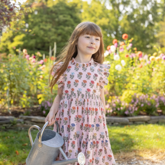 Girls Jennifer Dress - Multi Flower Drop