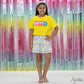 Glitter Happy on Yellow Boxy T