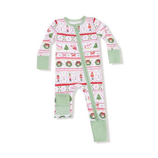 Sugar Plum Fairy - Nutcracker Fair Isle - Pink - 2 Way Zipper Romper