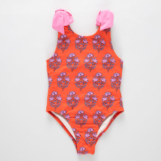 Girls Shelly Suit - Pink and Red Strawflower