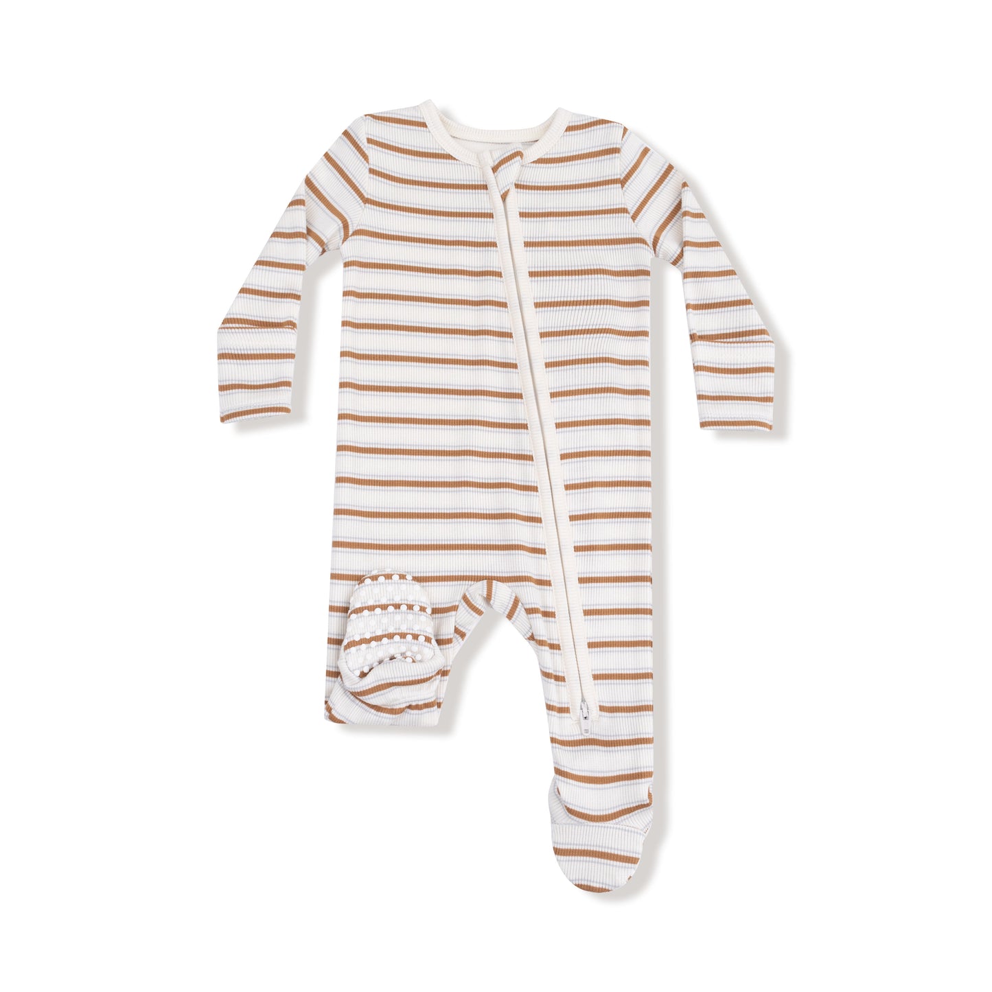 Vintage Stripe - Brown - 2 Way Zipper Footie
