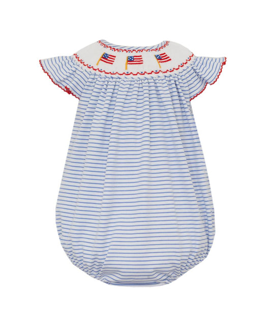 Flags Girls - Blue knit stripe angel wing bishop bubble