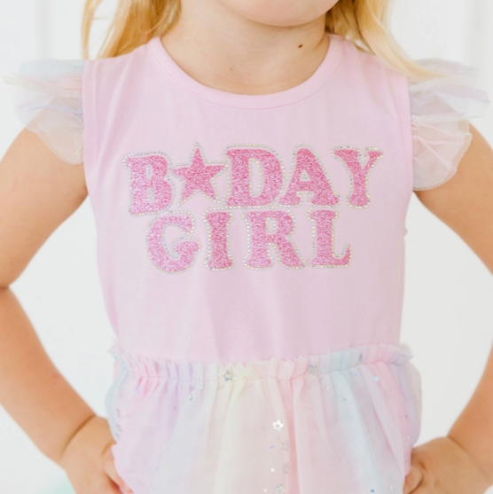 Birthday Girl Fairy Dust Short Sleeve Tutu Dress