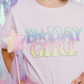 Pastel Rainbow Bday Girl Patch Short Sleeve T-Shirt
