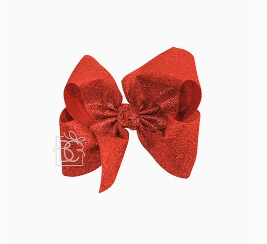 5.5" Glitter Metallic Bow On Clip - Red