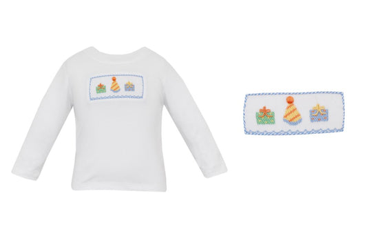 BIRTHDAY BOY´S - Boy´s white knit T-shirt L/S