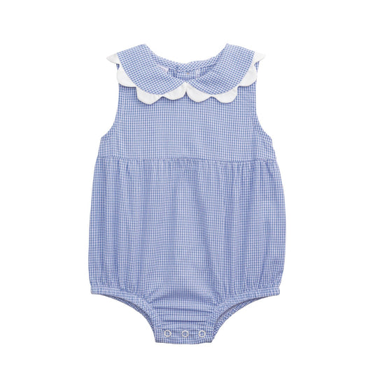 Blue Gingham Scallop Bubble