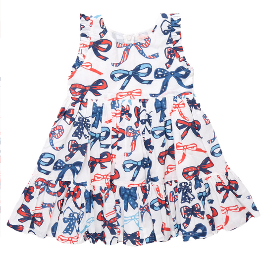 Girls Kelsey Dress | Red White and Bows