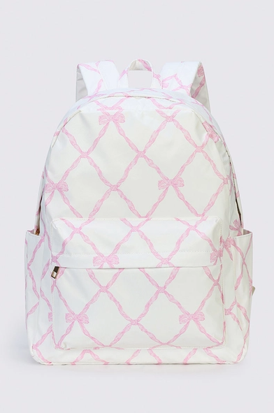 Girls Bow Printed Backpack