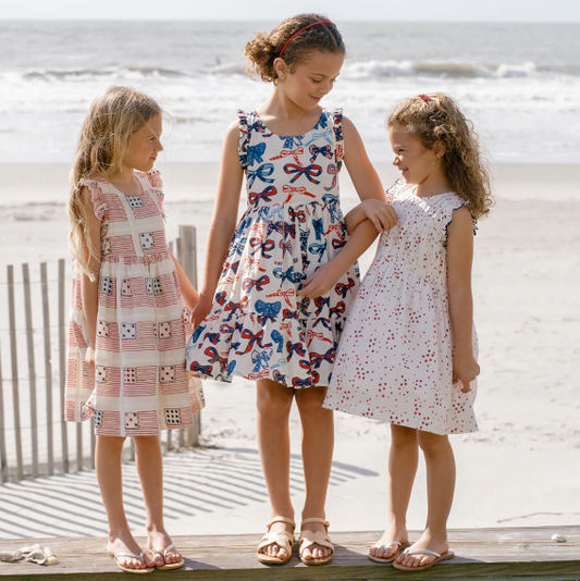 Girls Kelsey Dress | Red White and Bows