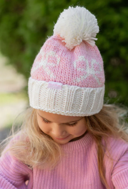 Bows Bobble Hat, Pink