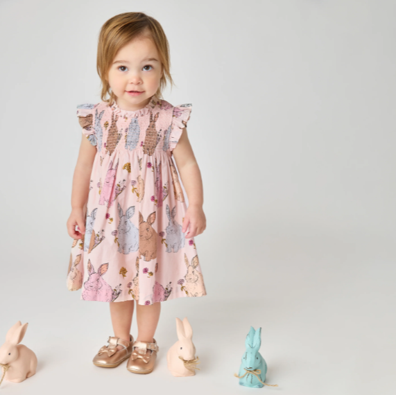 girls jennifer double ruffle dress - vintage bunnies