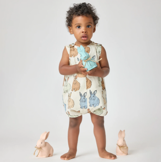 baby boys noah jumper - blue vintage bunnies