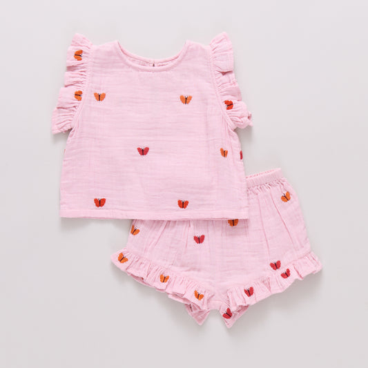 BABY GIRLS ROEY 2-PC SET - BUTTERFLY EMBROIDERY
