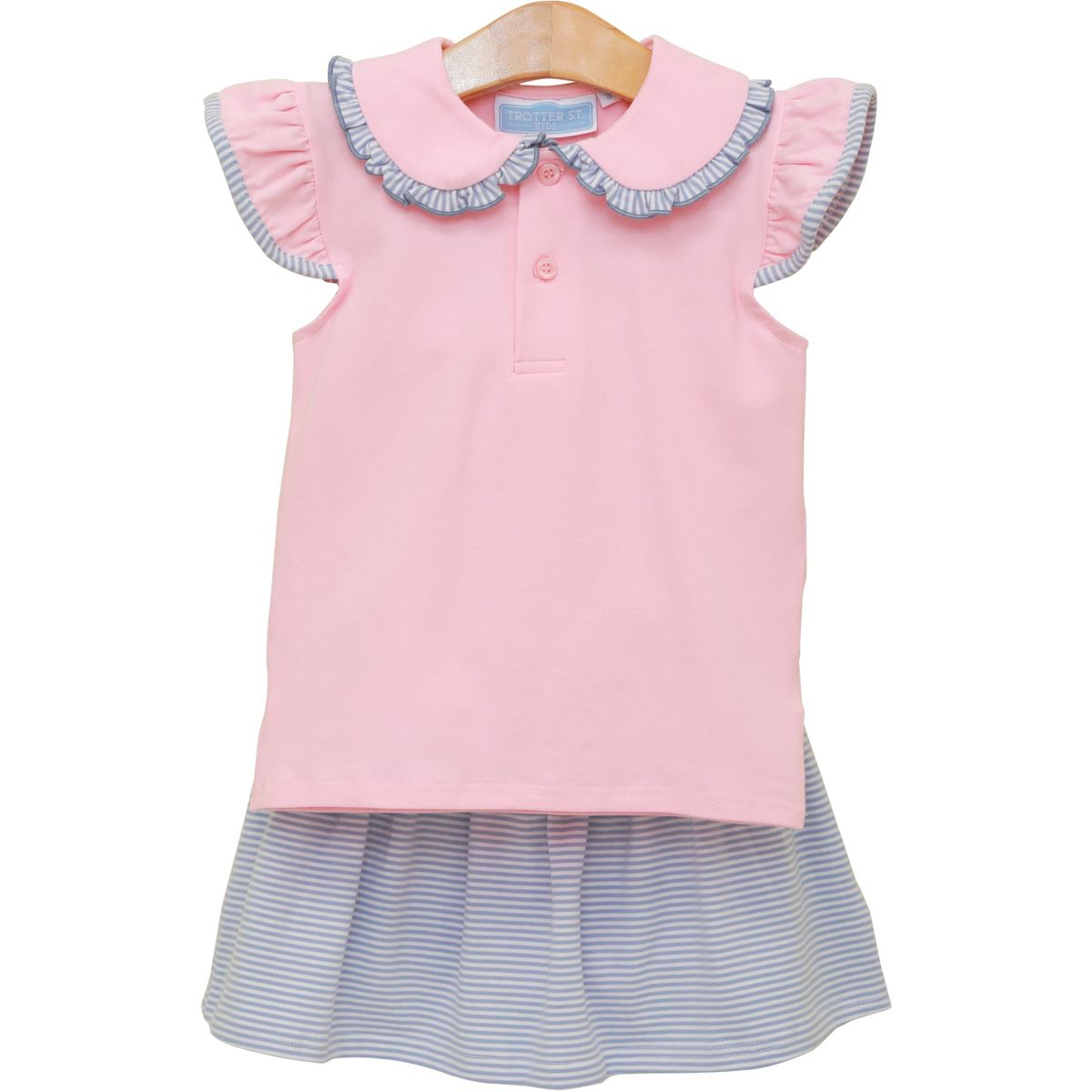 Camilla Skort Set- Light Pink/Dusty Blue Stripe