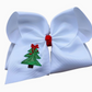 4 inch Classic Christmas Tree Embroidered Hair Bow - Nylon Headband