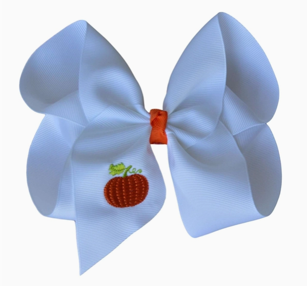 Fall Pumpkin Embroidery Bow