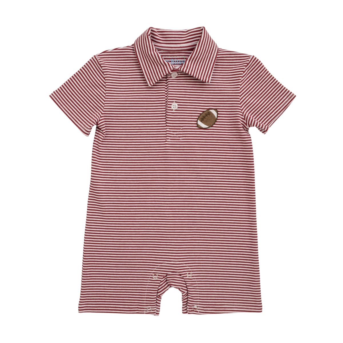 Football Polo Romper- Crimson