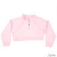 Oversized Cropped 1/4 Zip Sweatshirt in Pink