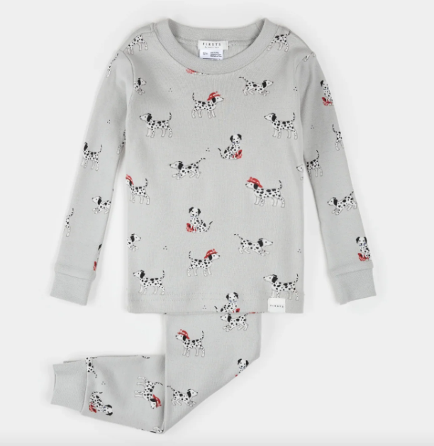 Firefighter Dalmatian Print on Light Grey PJ