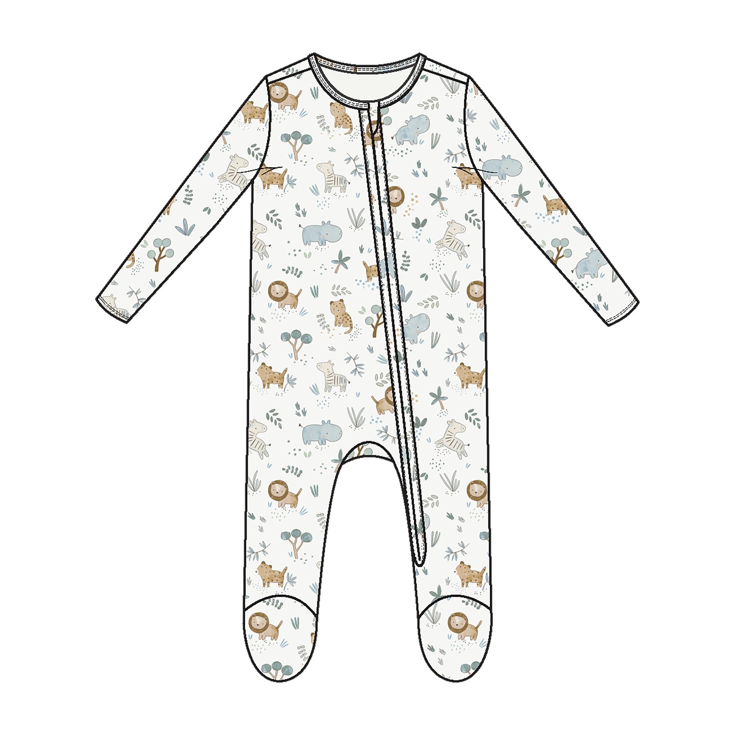 Delicate Safari 2 Way Zipper Footie