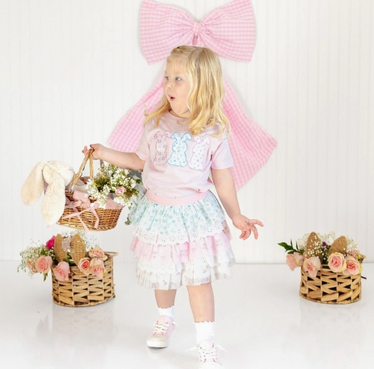 Floral Bunny Patch Easter Short Sleeve T-Shirt