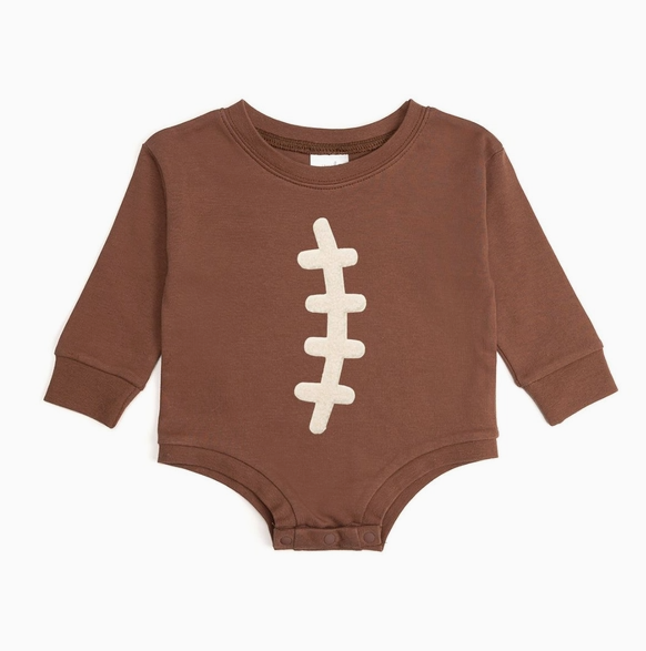 Football Lace Patch Long Sleeve Romper