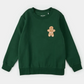 Gingerbread Man Embroidery Sweatshirt - Dark Green