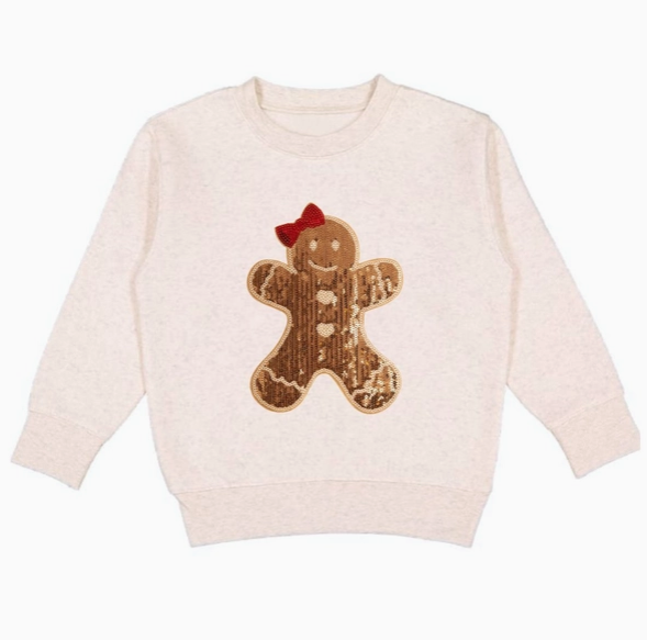 Gingerbread Sequin Patch Christmas Sweatshirt