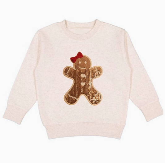 Gingerbread Sequin Patch Christmas Sweatshirt