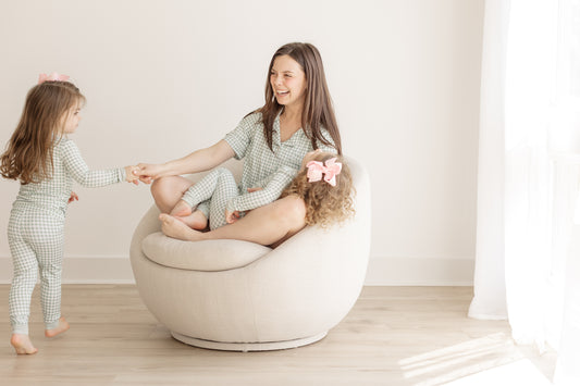 Sage Gingham Women's Button Down Short Set