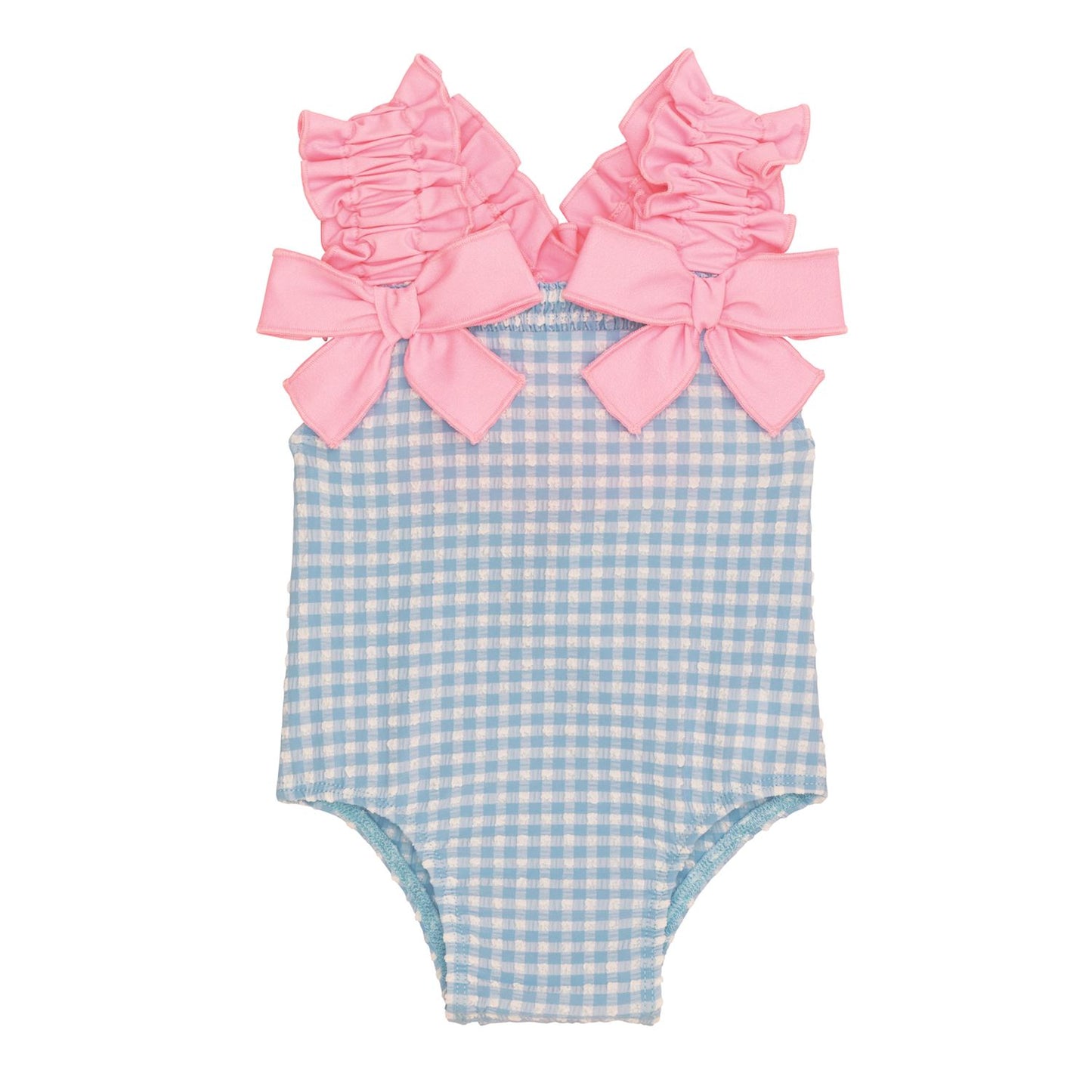 Blue Crinkle Check Swimsuit